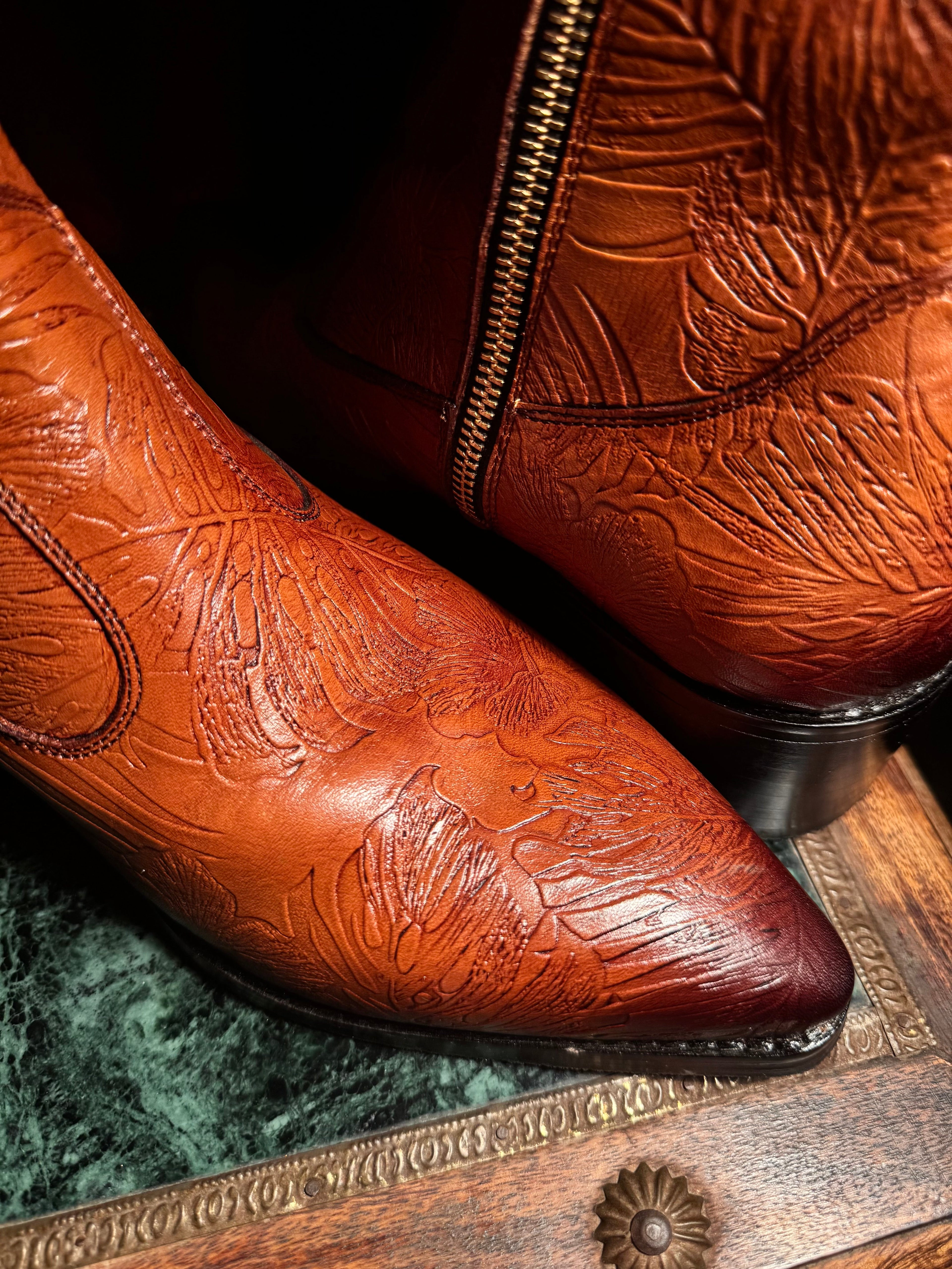 BRONZE CARVED BOOTS