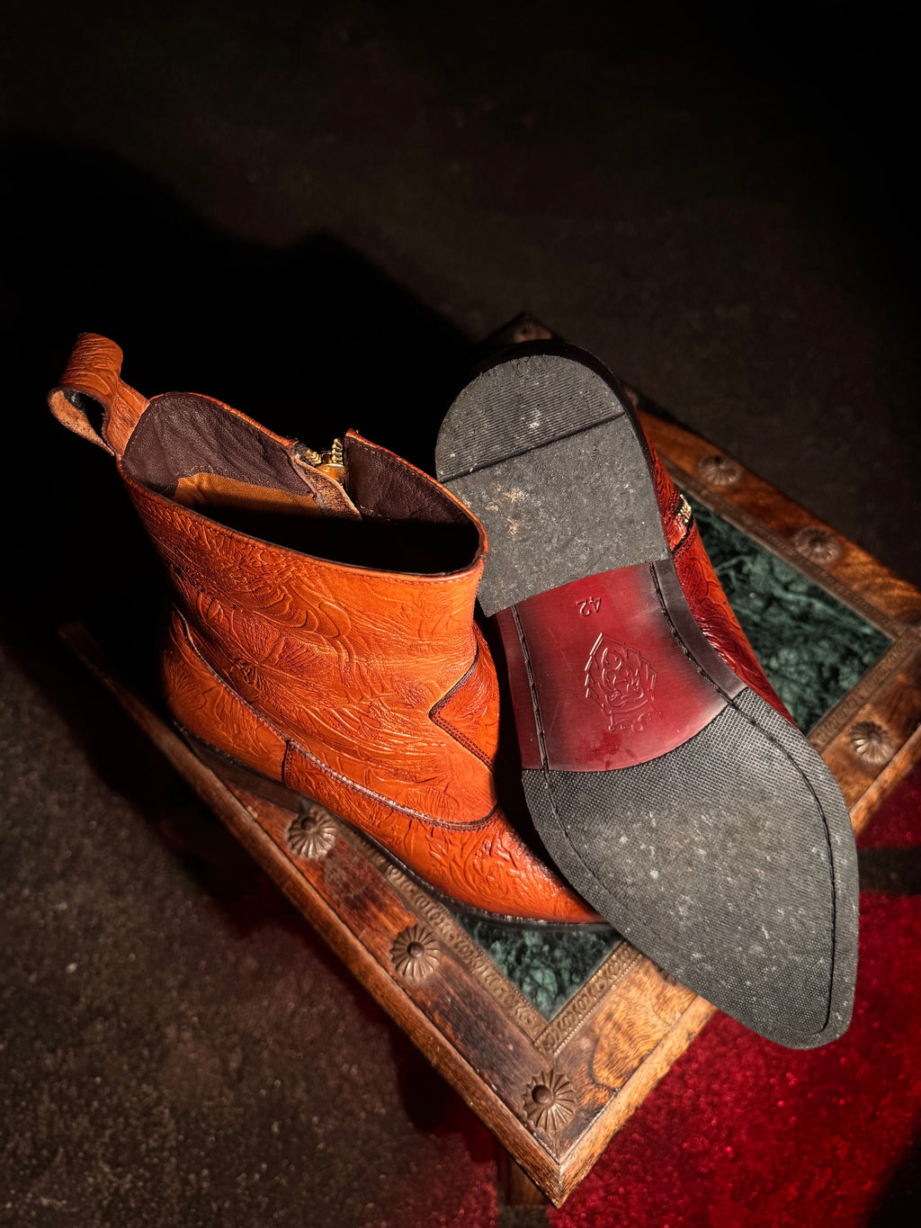 BRONZE CARVED BOOTS