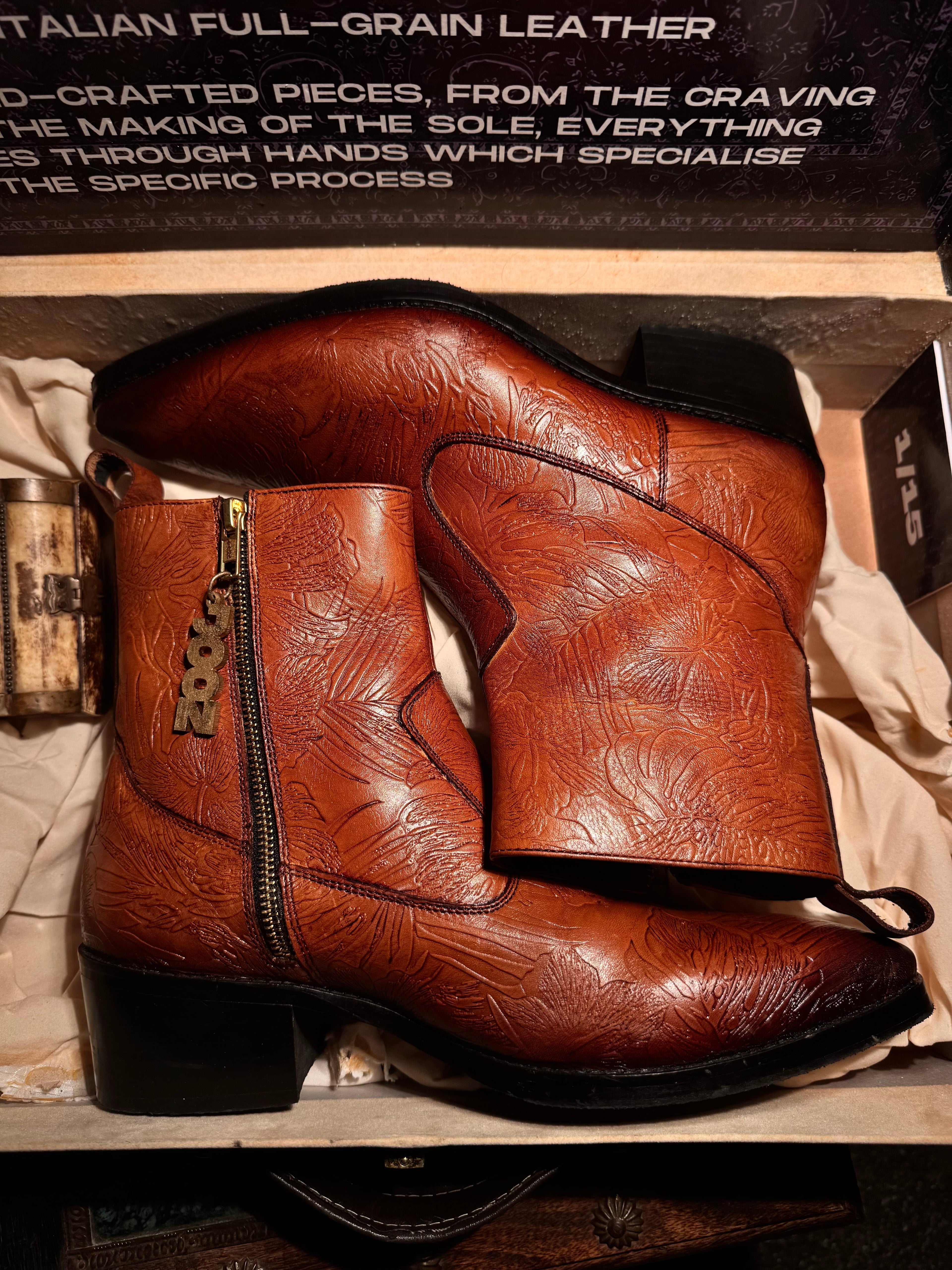 BRONZE CARVED BOOTS