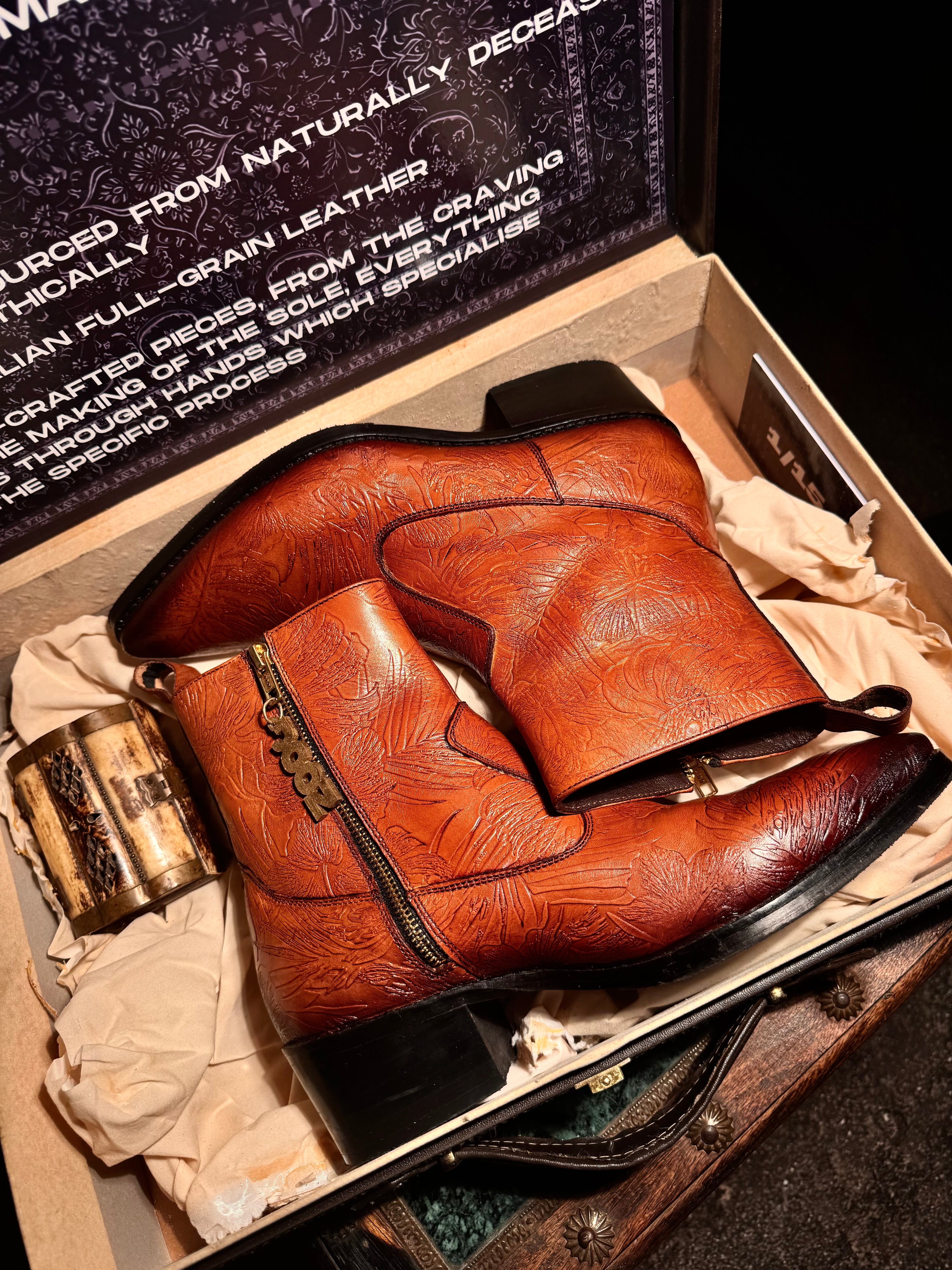 BRONZE CARVED BOOTS